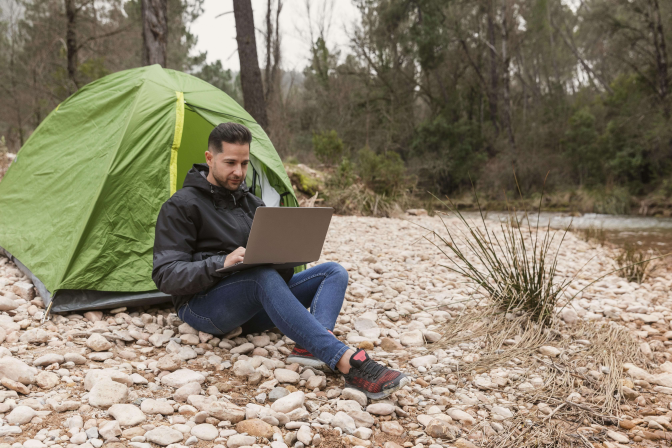 A tent used in the outdoor equipment purchased through digital marketing